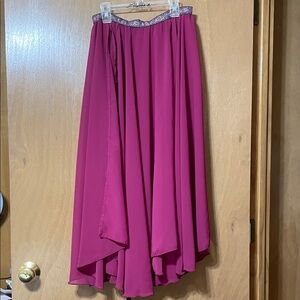 Women’s Fuchsia Flowing Skirt with Embellished Waistband